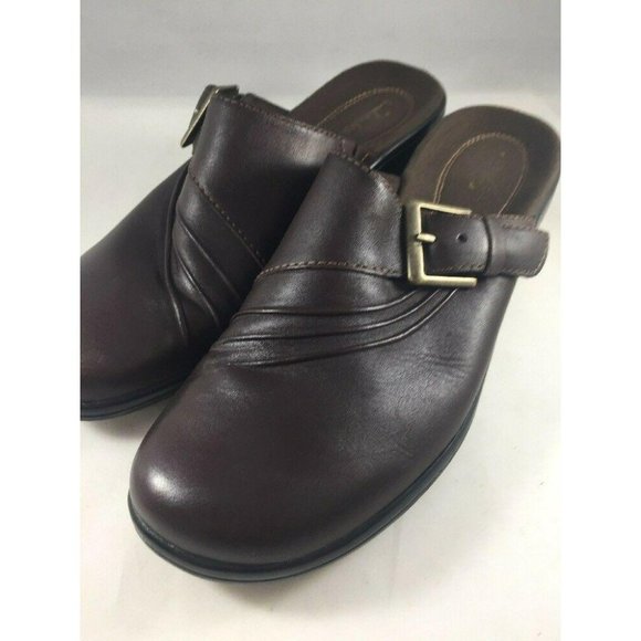 Clarks Womens Shoes Mules Size 8M Brown Leather With Buckle - Picture 12 of 12